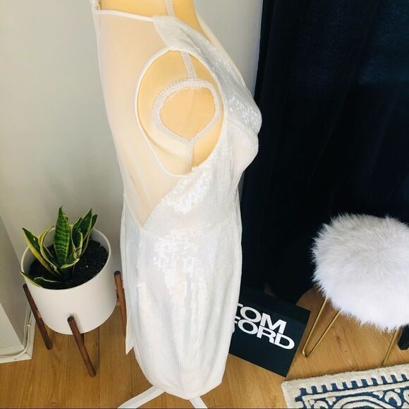 AMSALE Clear Sequin Sleeveless Sheath Dress, White, Wedding, Party, Size 10, NWT - Picture 16 of 16